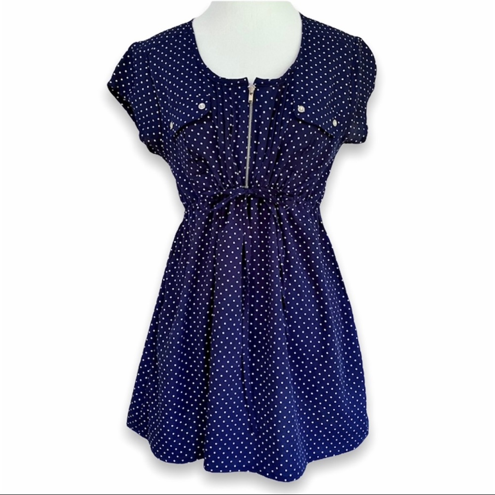 NWOT Times Two Maternity Polka Dot Zip Blouse, S
